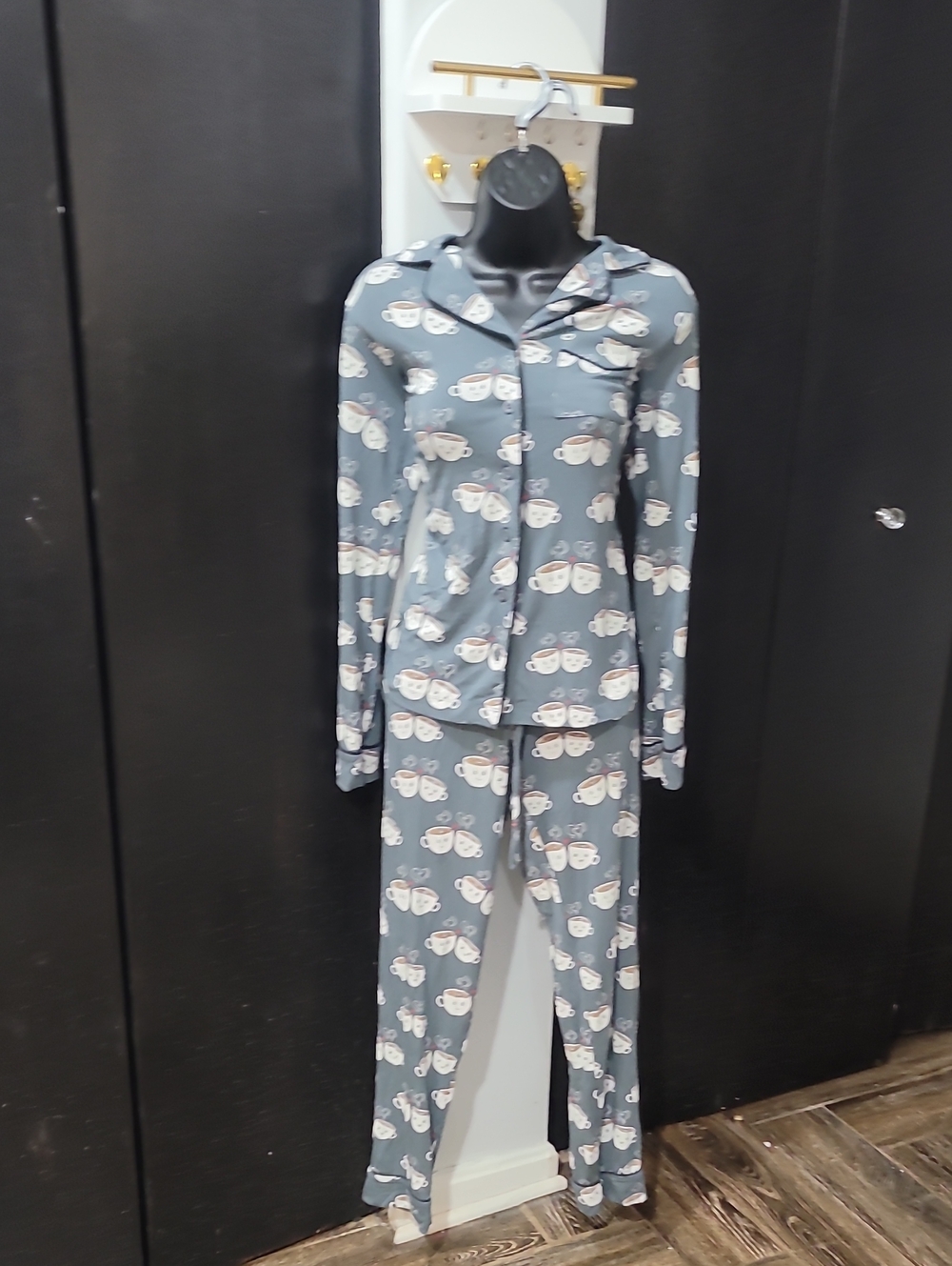 MeUndies Blue Grey Owl-Print Long-Sleeve Pajama Set